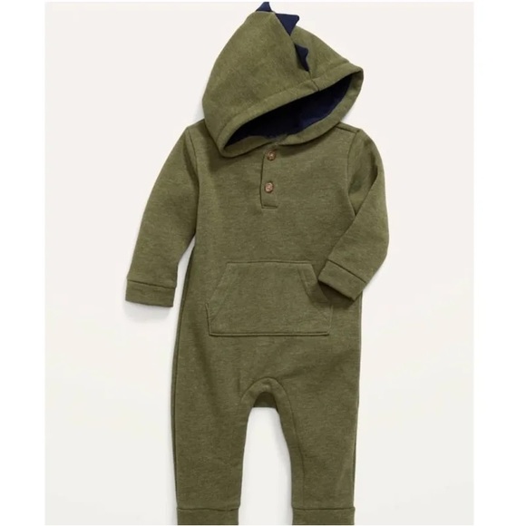 Old Navy Hooded Dinosaur Critter Onesie Romper Sweatshirt 6-12 MO - Picture 1 of 4